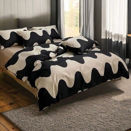 Modern Breathable 4-Piece Bedding Set (Duvet Cover+ Flat Sheet+Pillowcase+Comforter Cover) Perfect for a 1.5m Bed