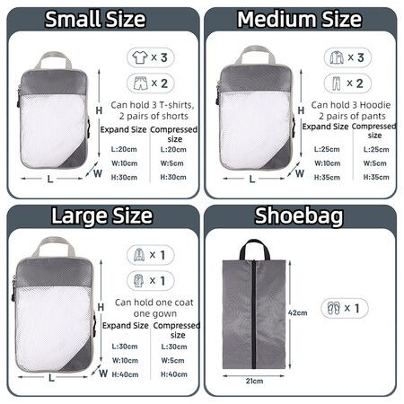 4-Pack Space Saving Travel Luggage Suitcase Compression Bags: Lightweight and Versatile Storage for Organized Packing