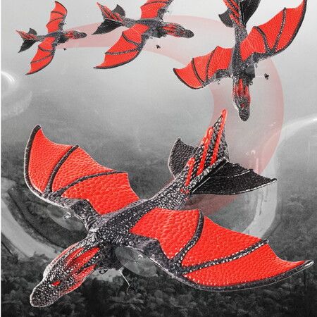 Remote Control Fire Dragon Aircraft: Realistic RC Gliding Animal Model with Dual Battery, Perfect Gift for Kids Who Love Flying Toys