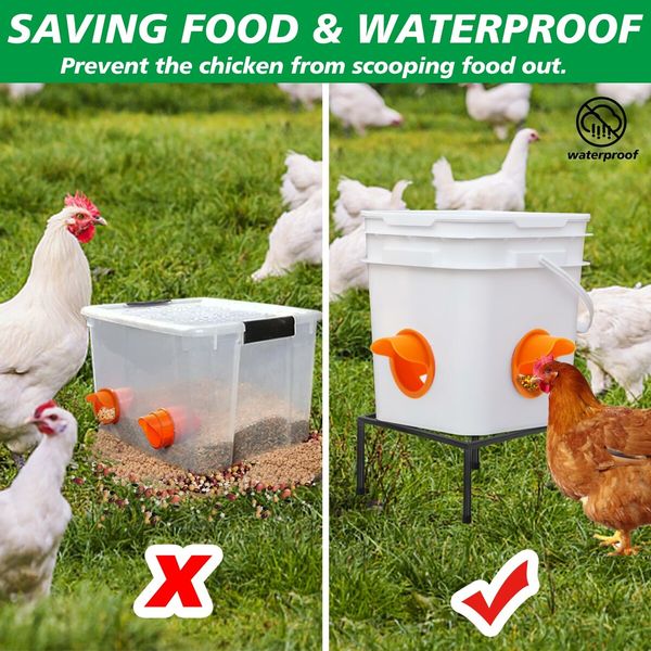 2-Pack Iron Stands with 4 Legs for Poultry Coops - Fits Buckets and Barrels with Feeder Ports, Indoor/Outdoor Use