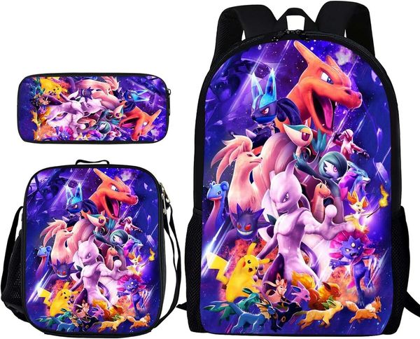 Pokémon 3-Piece Backpack Set(Travel Backpack+Daypack+Shoulder Bag): Large Capacity Perfect for School, Travel, and Everyday Adventures,Great Gift Idea