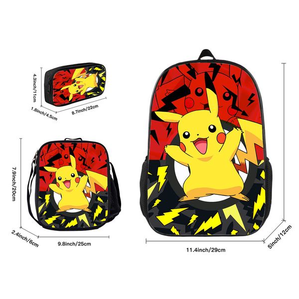 3-Piece Pokemon Backpack Set 40cm Travel Backpack & Multi-Function Daypack Large Capacity & Durable Construction Perfect for School, Travel, and Everyday Use