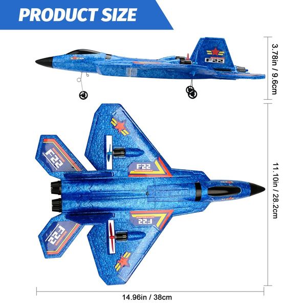 Remote Control Ready-to-fly F-22 Airplane Raptor with advanced 2.4Ghz technology for precise control & long range,Stable 6-axis,Bright LED light strip-Perfect Gift idea