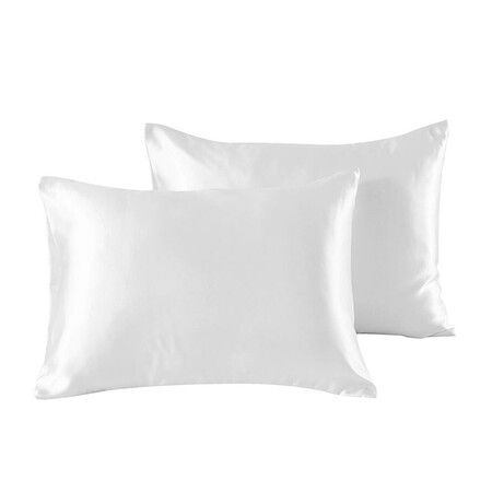 2-Pack Satin Pillowcases for Hair and Skin: Silk Pillow Covers with Envelope Closure (51*76cm, White)