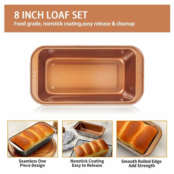 5 Essential Pans for All Baking Needs - Round & Square Cake Pans, Loaf Pan, Muffin Pan, and Roasting Pan - Dishwasher Safe for Easy Cleanup