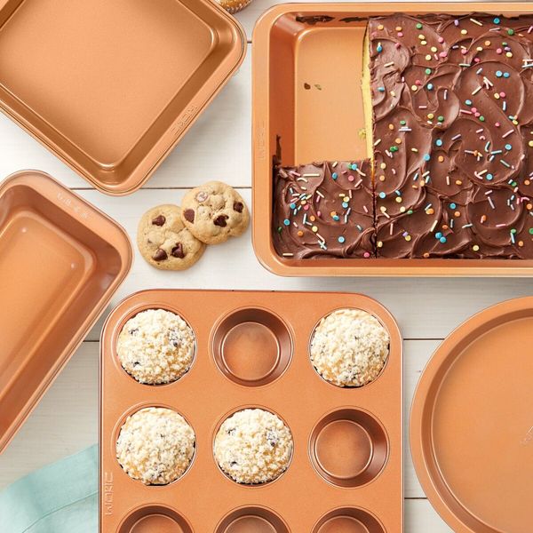 5 Essential Pans for All Baking Needs - Round & Square Cake Pans, Loaf Pan, Muffin Pan, and Roasting Pan - Dishwasher Safe for Easy Cleanup