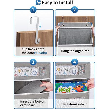 Over-the-Door Hanging Storage Organizer with 5 Large Pockets 10 Mesh Side Pockets,44 lbs Weight Capacity for Toy,Shoe