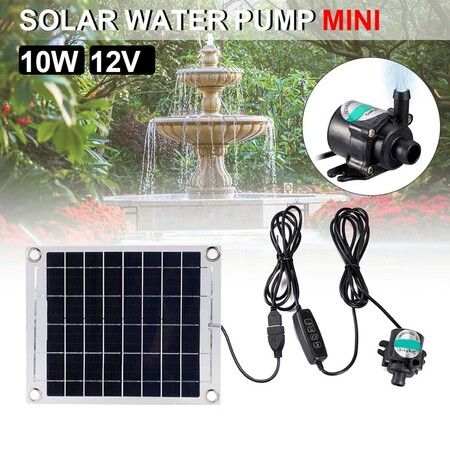 10W 12V Solar Water Pump Pond Fontain with Durable Brushless Solar Panel for Fish & Water Pools, Perfect for Garden Décor