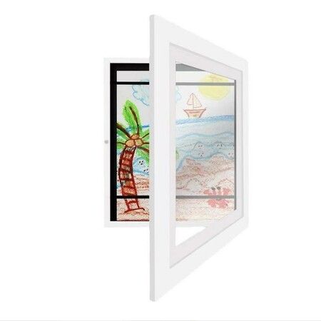 Kid's showcase Art Frames,Artwork Storage Rack with Magnetic Front,Open and changeable design for rotating,Multi display for posters,photos,drawings,paintings