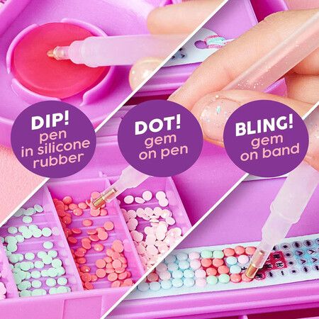 8-Piece DIY Craft Kits for Making Blingle Bands: Deluxe Studio with 8 Gem Friendship Bracelets (Arts & Craft Activity for Ages 7+)