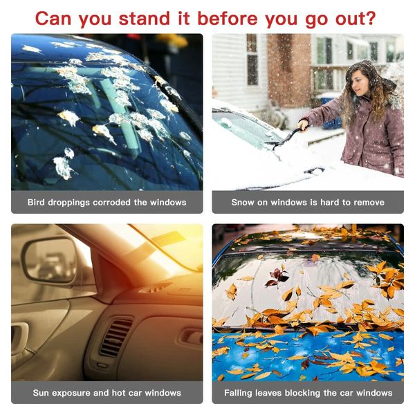 Winter Windshield Snow Cover - Thick Magnetic Car Windscreen Cover with Side Mirror Covers (160*145cm)