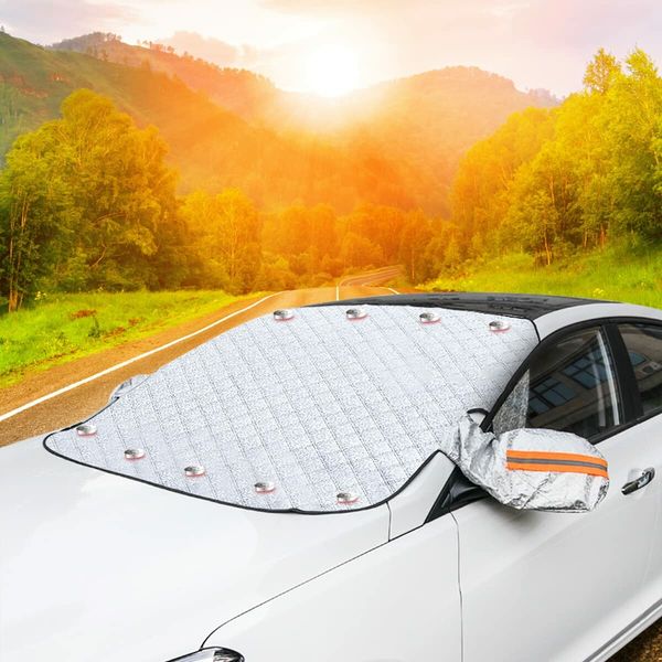 Winter Windshield Snow Cover - Thick Magnetic Car Windscreen Cover with Side Mirror Covers (160*145cm)