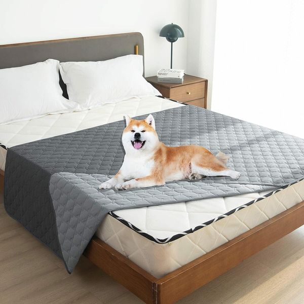 Waterproof Dog Bed Cover Pet Blanket Mattress Protectors with Non-Slip Base for Sofa,Furniture,Car(100*130cm Dark Grey)