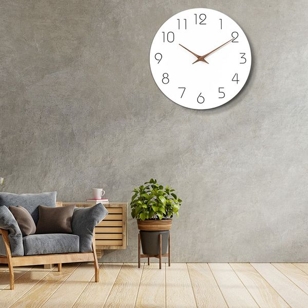 10" Modern Wooden Silent Wall Clock - Battery Operated, Perfect for Home, Office, and Kitchen Decor (White)