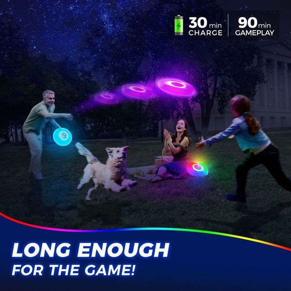 Glow in the Dark LED Flying Disc: 7 Dynamic Modes, 7 Colors, Waterproof - Perfect for Birthday Parties, Camping Trips, and Outdoor Games