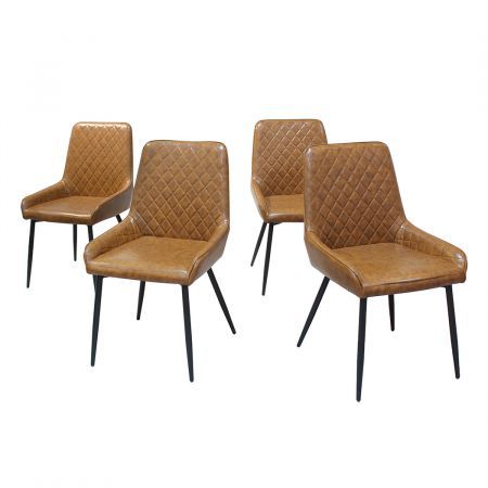 Dining Chairs x 4 Padded Seat PU Faux Leather