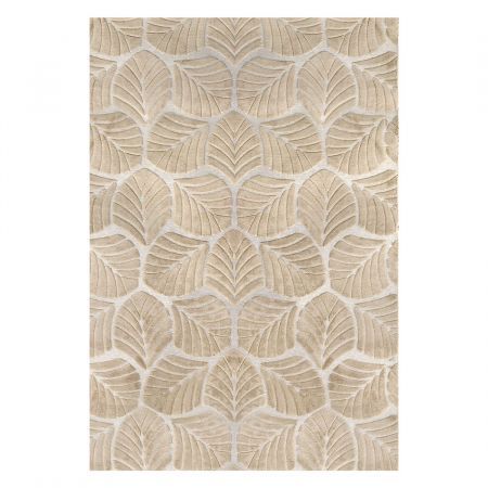 Marlow Floor Rug Soft Embossed Carpet Non Slip Plush Shaggy Rugs Leaf Pattern