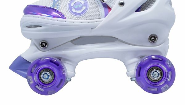 Adjustable Kids Roller Skates with Light Up Wheels (Size 26-33, Purple)