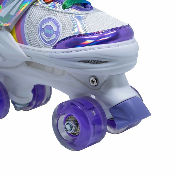 Adjustable Kids Roller Skates with Light Up Wheels (Size 26-33, Purple)