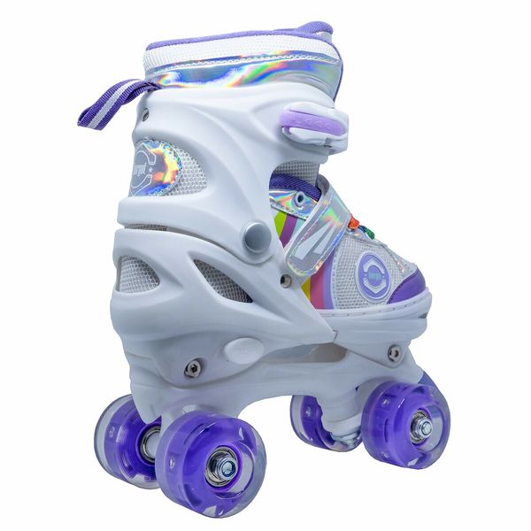 Adjustable Kids Roller Skates with Light Up Wheels (Size 26-33, Purple)