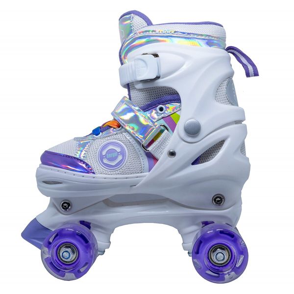 Adjustable Kids Roller Skates with Light Up Wheels (Size 26-33, Purple)