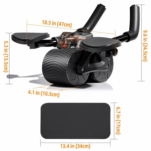 Home fitness Ab Wheel Roller with Elbow Support and Automatic Rebound - Core Workout Essential for Home,Office,Outdoor Use (Black)