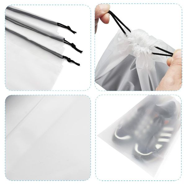 13-Pack Large Clear Organizers Transparent Shoe Bags with Rope for Travel and Storage