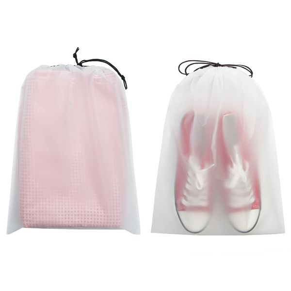 13-Pack Large Clear Organizers Transparent Shoe Bags with Rope for Travel and Storage