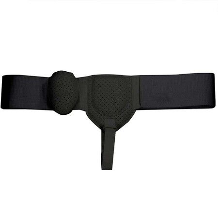 Adjustable Hernia Belt Truss for Men and Women - Supports Inguinal Hernias on Left or Right Side with Comfortable Waistband and Cushioned Pads - Black