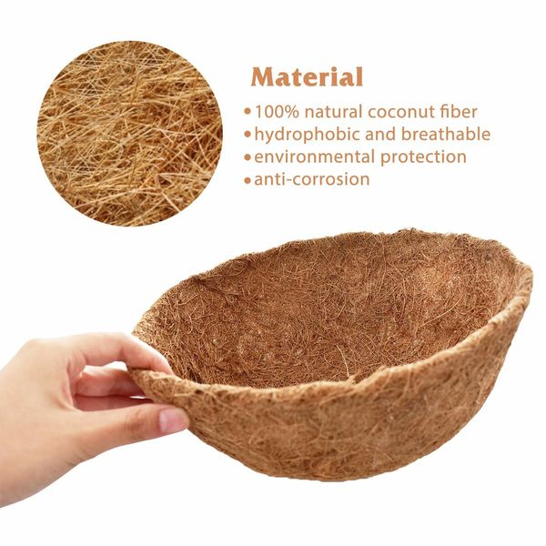 100% Natural Coconut Fiber Round Hanging Basket Liners for Flowers and Vegetables(6 Pack 12 Inch)