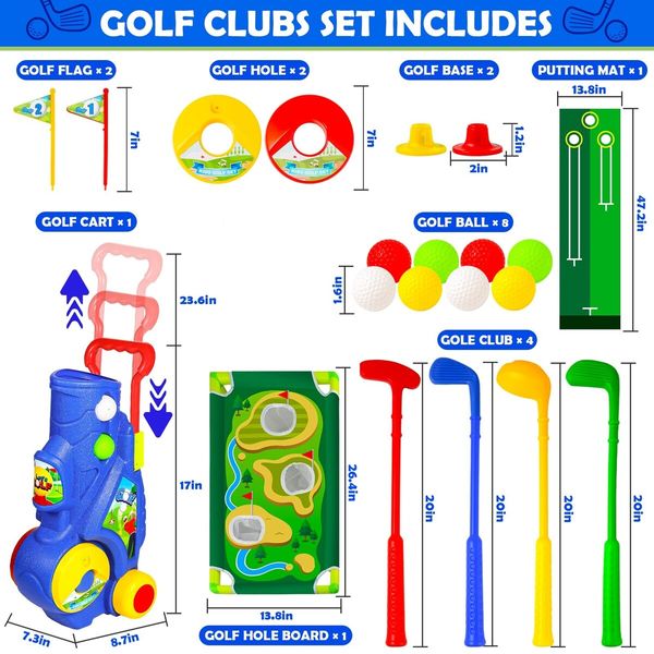 Kids Golf Club Set with Stand - Indoor/Outdoor Sports Toys for Boys and Girls Ages 3+