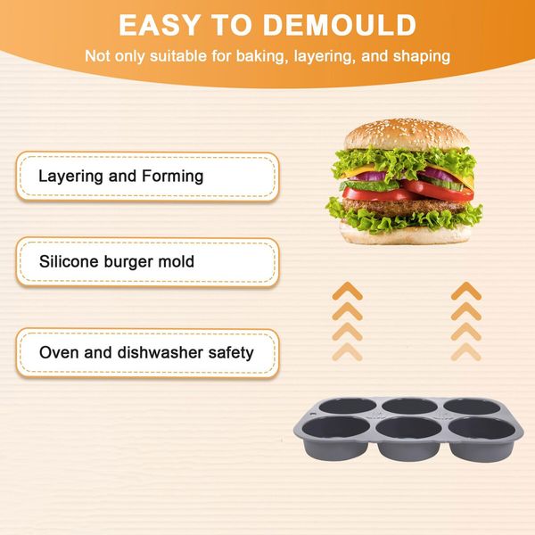 Silicone Hamburger Bread Mould for Homemade Bread, Burger Buns, and Muffins (10 cm Diameter)