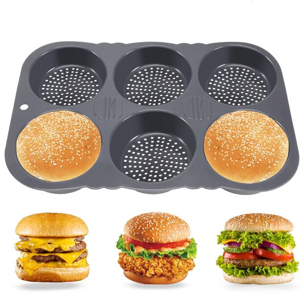 Silicone Hamburger Bread Mould for Homemade Bread, Burger Buns, and Muffins (10 cm Diameter)