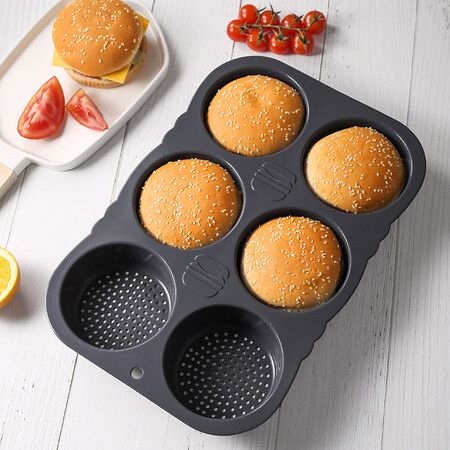 Silicone Hamburger Bread Mould for Homemade Bread, Burger Buns, and Muffins (10 cm Diameter)