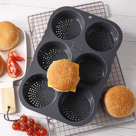 Silicone Hamburger Bread Mould for Homemade Bread, Burger Buns, and Muffins (10 cm Diameter)