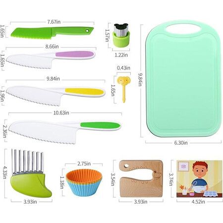 36 Piece Kids Cooking Set, Montessori Kitchen Tools with Plastic Knives, Cutting Board, More Kitchen Accessories,Cooking Fun for Kids