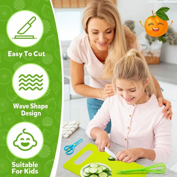 32 Piece Kids Cooking Set, Montessori Kitchen Tools with Plastic Knives, Cutting Board, More Kitchen Accessories,Cooking Fun for Kids