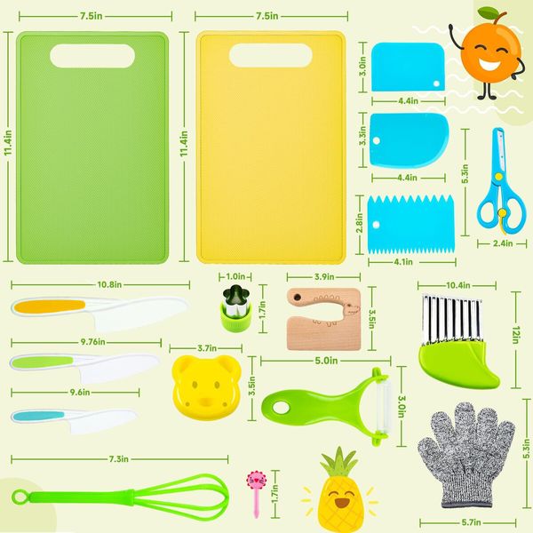 32 Piece Kids Cooking Set, Montessori Kitchen Tools with Plastic Knives, Cutting Board, More Kitchen Accessories,Cooking Fun for Kids