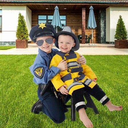 Police Pretend Play Toy Set for Kids, Toddler Boys Halloween Costume Including Metal Handcuffs Police Badge Baton Sunglasses Whistle