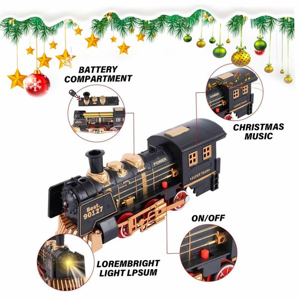 Electric Christmas Tree Train Toy with Light,Sound,Hanging Xmas Train for Around The Tree