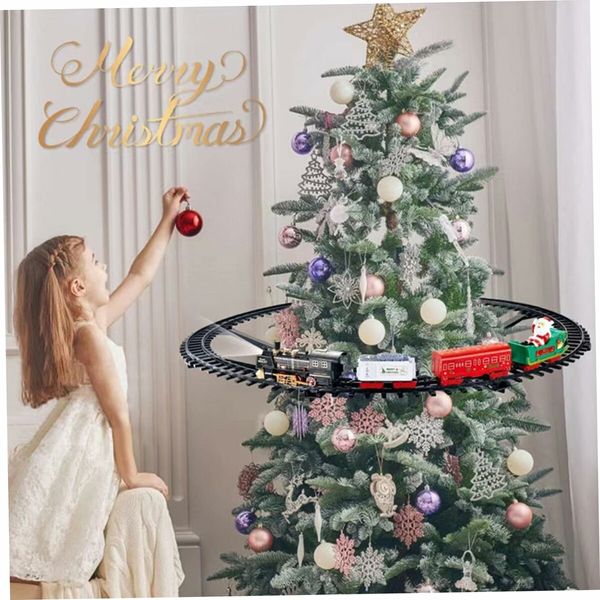 Electric Christmas Tree Train Toy with Light,Sound,Hanging Xmas Train for Around The Tree