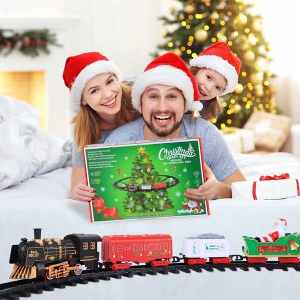 Electric Christmas Tree Train Toy with Light,Sound,Hanging Xmas Train for Around The Tree