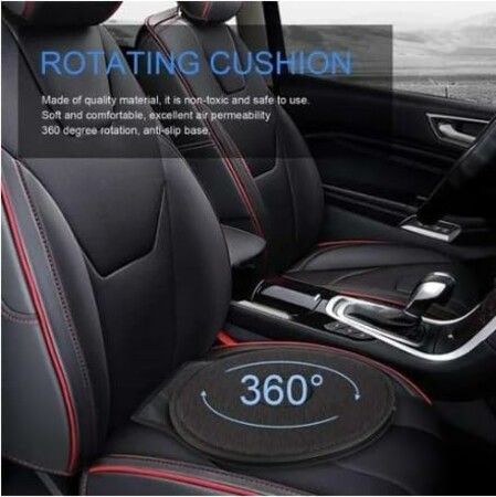 360 Rotating Seat Cushion Automobile Car, Swivel Seat Cushion for Car for Elderly Non Slip, Memory Foam, Ergonomic Design (Black)