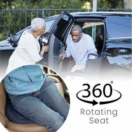 360 Rotating Seat Cushion Automobile Car, Swivel Seat Cushion for Car for Elderly Non Slip, Memory Foam, Ergonomic Design (Black)