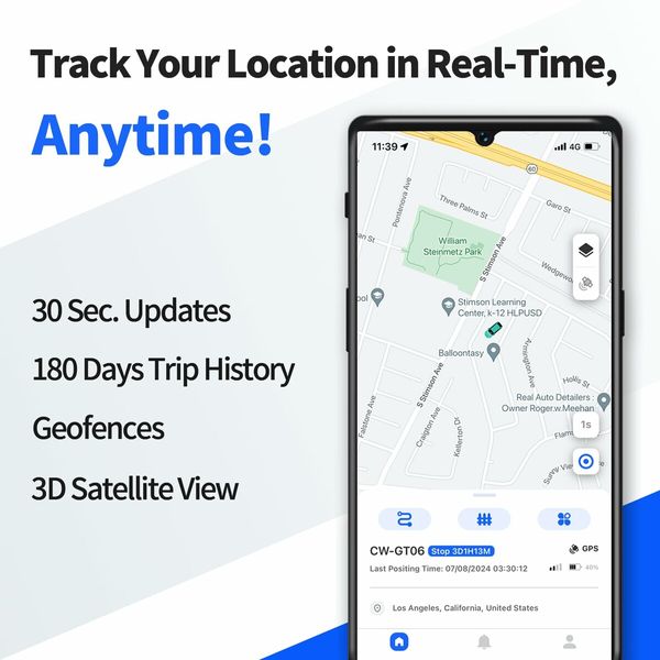 GPS Tracker for Vehicles No Monthly Fee No Subscription,4G,Trip History,GeoFence,Driving Alerts,Long Battery Life