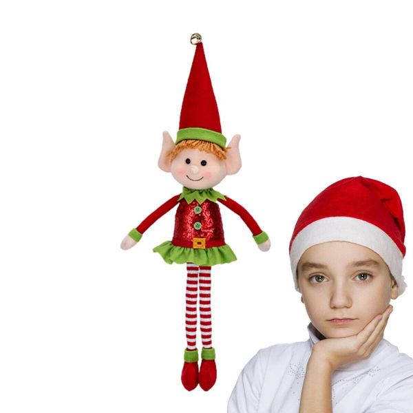 65cm Christmas Elf Behaving Badly Plush Toy Novelty Long Bendy Naughty Christmas Doll Color Red