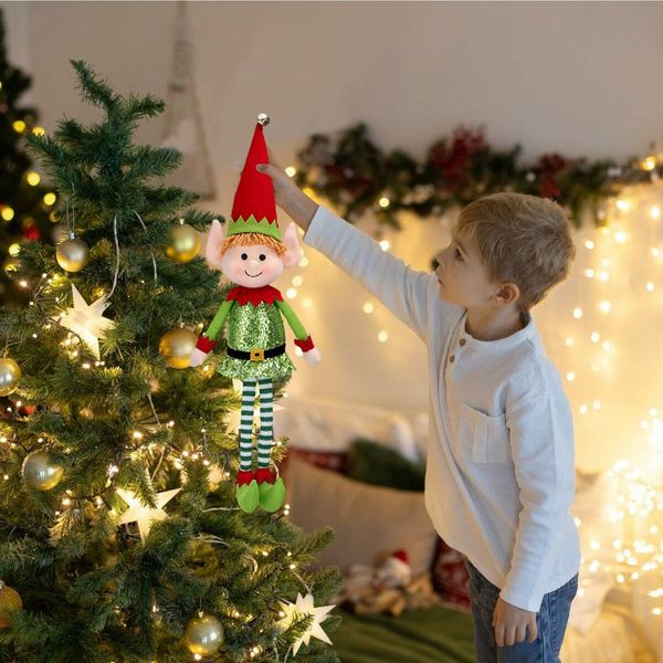 65cm Christmas Elf Behaving Badly Plush Toy Novelty Long Bendy Naughty Christmas Doll Color Green