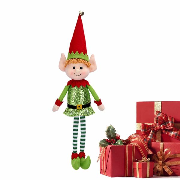 65cm Christmas Elf Behaving Badly Plush Toy Novelty Long Bendy Naughty Christmas Doll Color Green