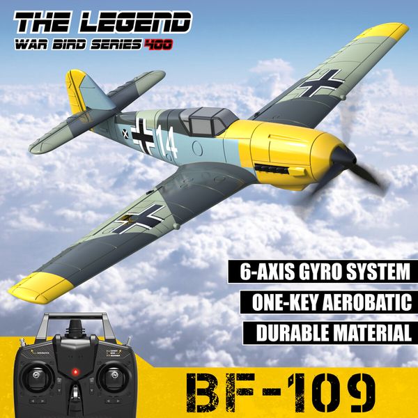 Remote Control RTF Airplane, 4 Channel 6-Axis Gyro Park Flyer RC Plane BF109, Aircraft Toy Gift for Beginners & Kids