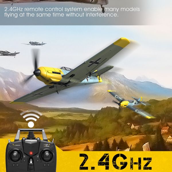 Remote Control RTF Airplane, 4 Channel 6-Axis Gyro Park Flyer RC Plane BF109, Aircraft Toy Gift for Beginners & Kids